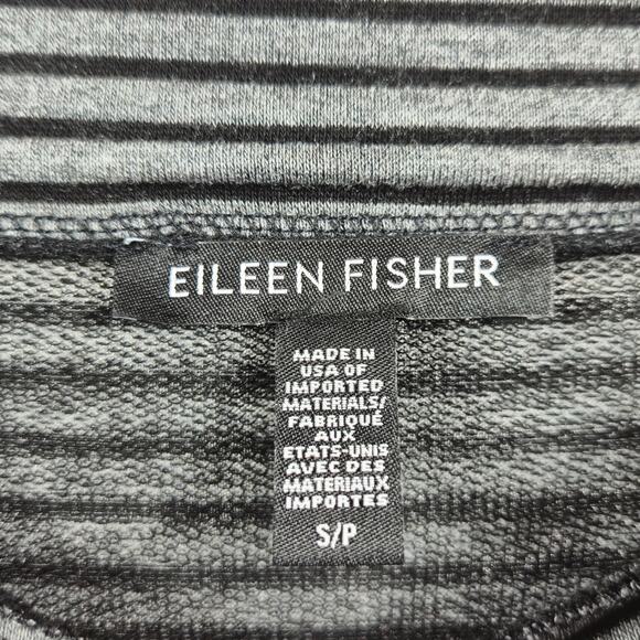 Eileen Fisher Long Sleeve Top Grey Black Striped Size Small - Picture 3 of 4